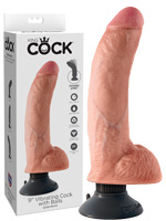 King Cock - Pene Vibrador con Testculos 23 cm  Piel clara