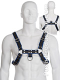 BDSM Top Harness Cuero Hombre Negro/Azul